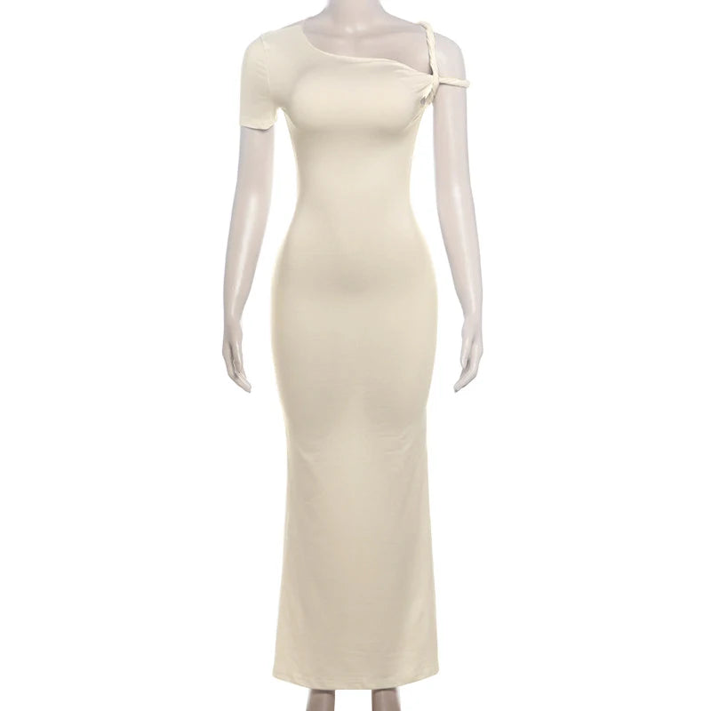 Off Shoulder High Waist Bodycon Dress VestiVogue Apricot Long L