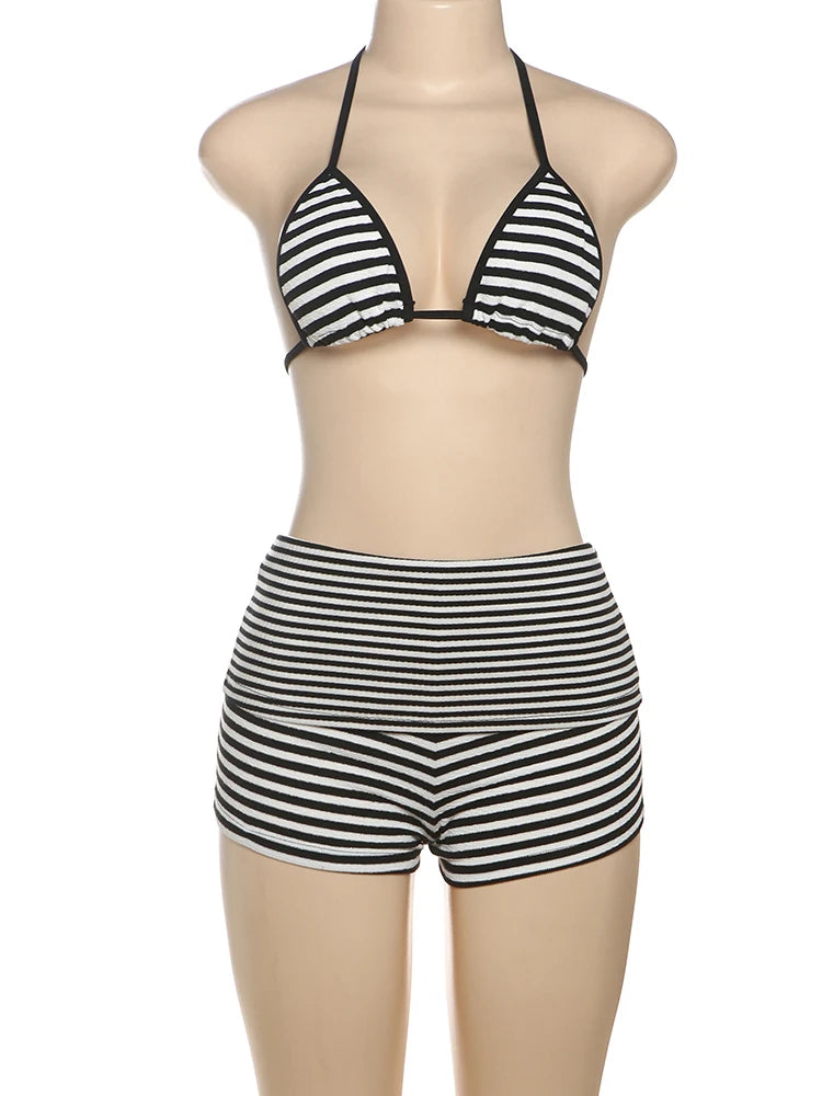 Summer Stripe Two-Piece beach Outfit VestiVogue