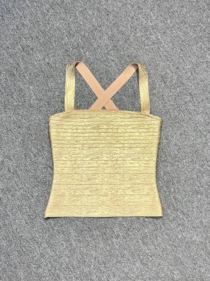 Gold Silver Bandage Tank Top VestiVogue Gold XS