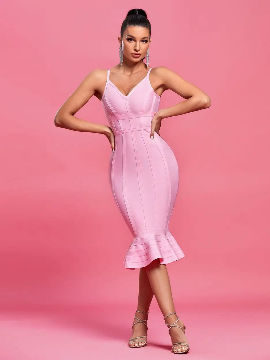Pink Mermaid Bandage Dress VestiVogue