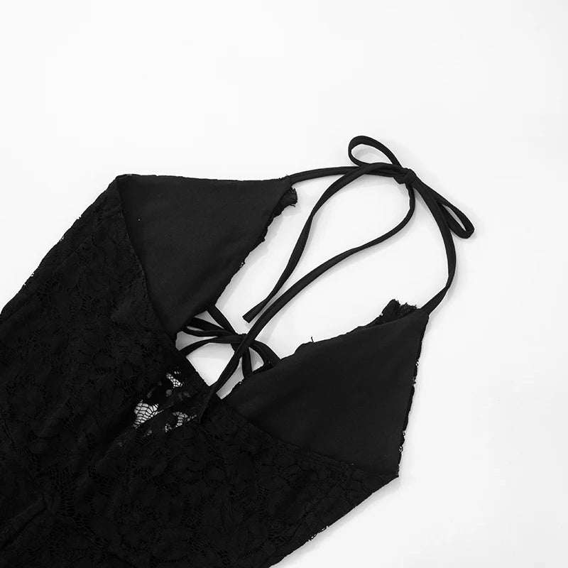 Lace Patchwork Flared Backless Jumpsuit VestiVogue