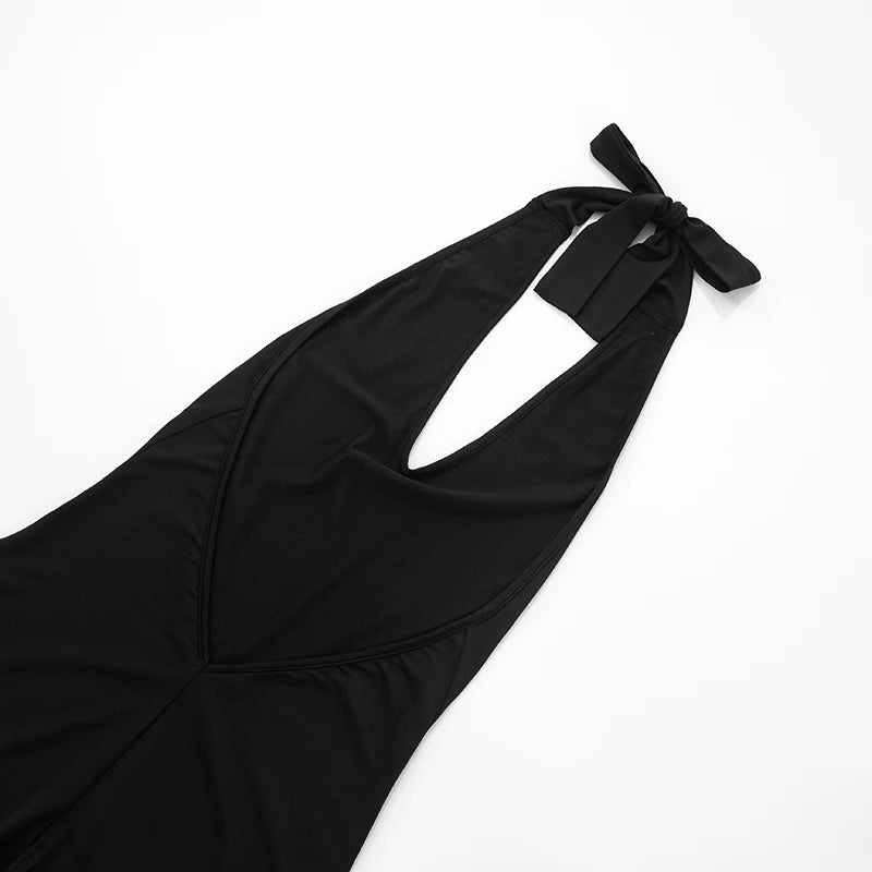 Chic Deep V-Neck Backless Halter Jumpsuit VestiVogue