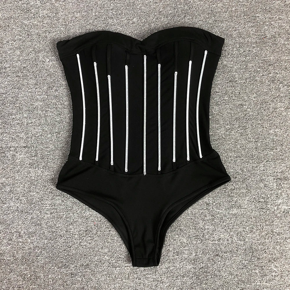 Strapless Mesh Sequin Bodycon Dress VestiVogue