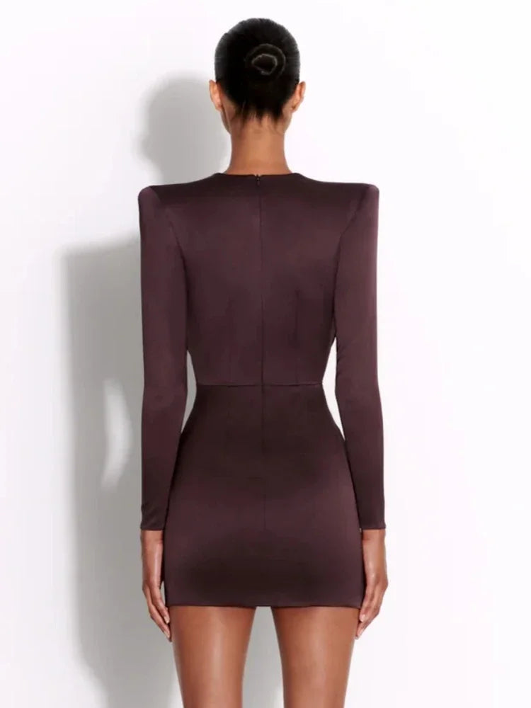 Vibrant V-Neck Folds Dress VestiVogue