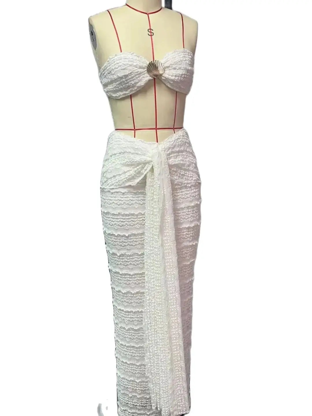 Backless Cropped Top & Ruched Skirt Set VestiVogue