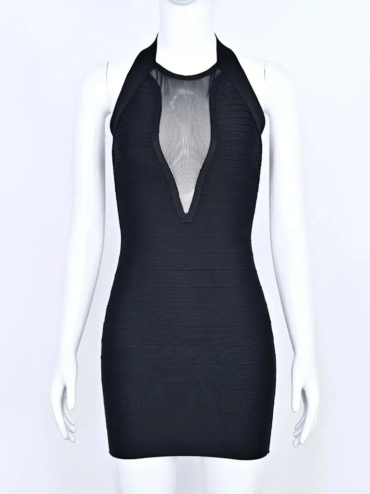 Halter Backless Mesh Party Dress VestiVogue