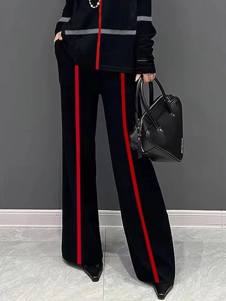 High Waist Striped Wide-Leg Trousers VestiVogue