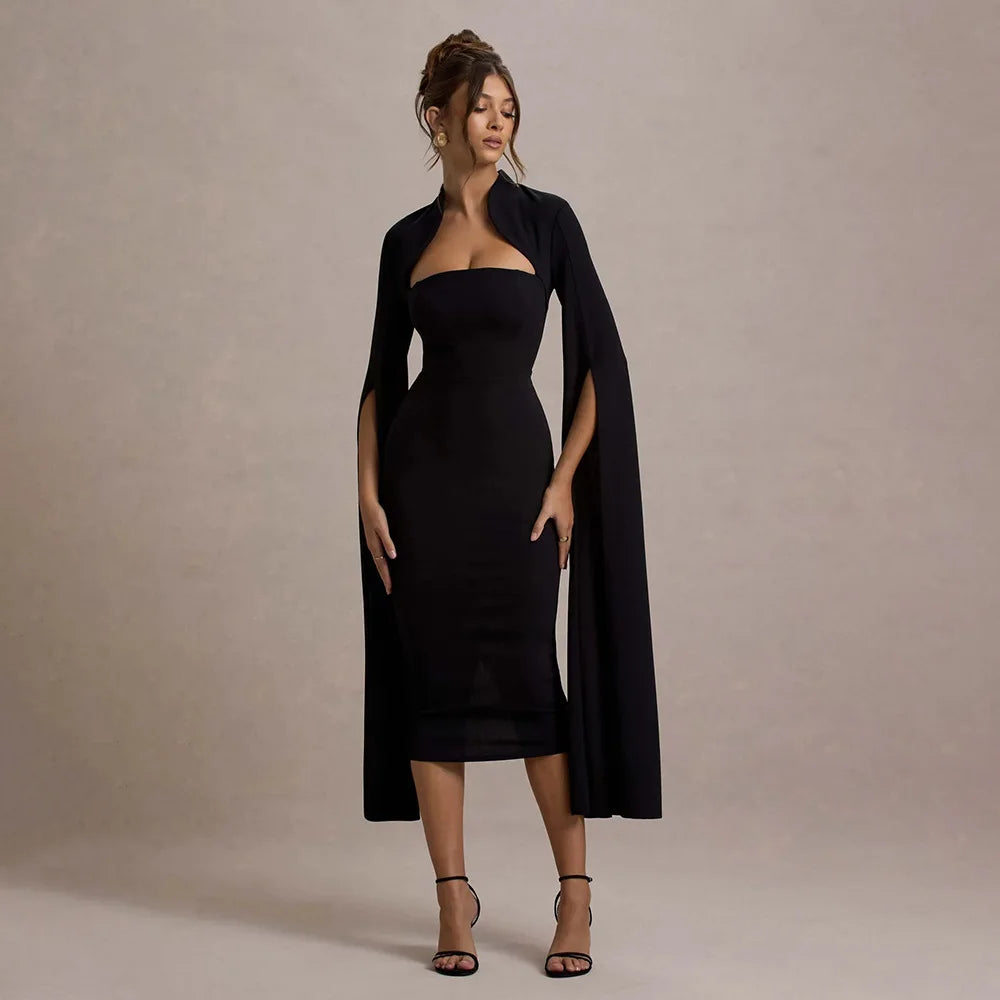 Turtleneck Slit Dress VestiVogue