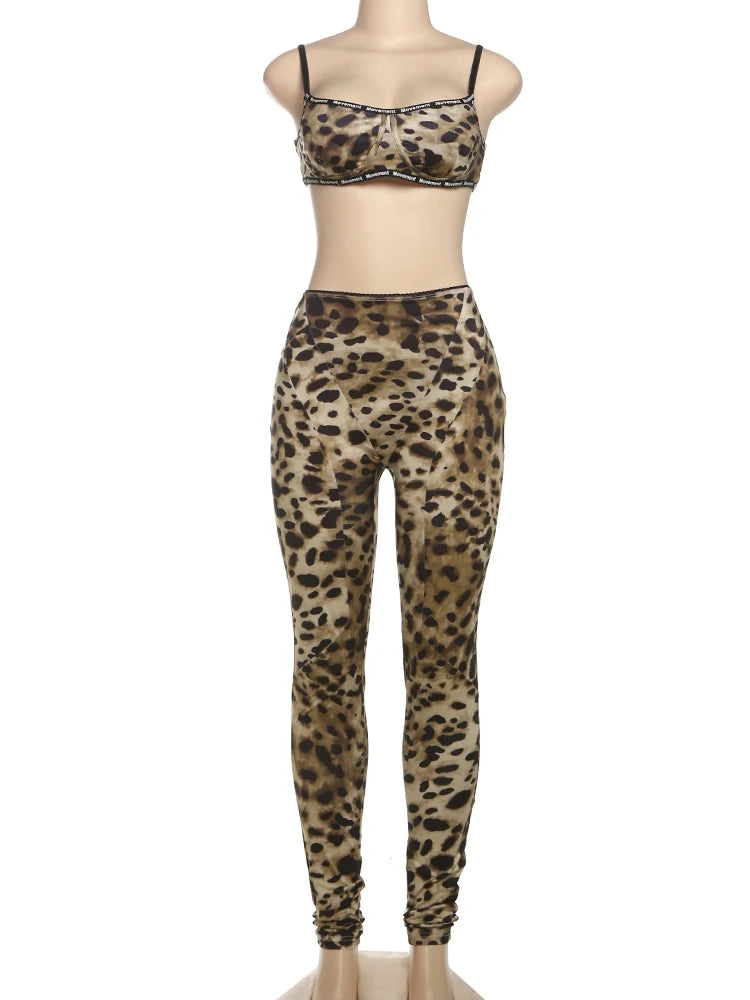 Leopard Print High Stretch Tracksuit Set VestiVogue