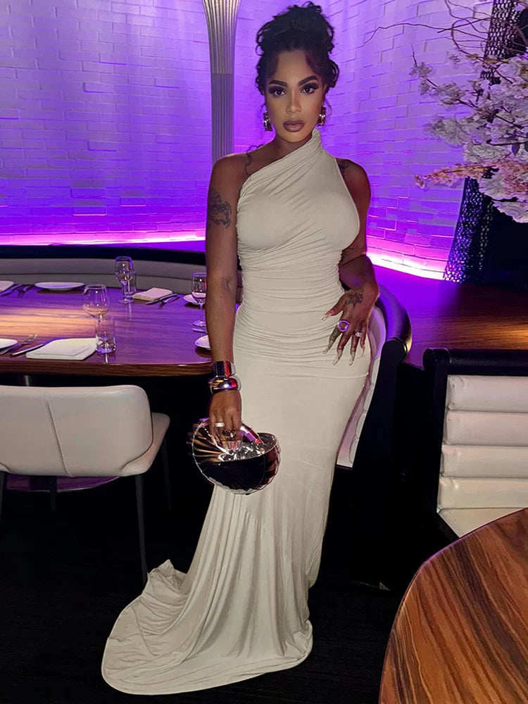 Elegant One-Shoulder Summer Dress VestiVogue