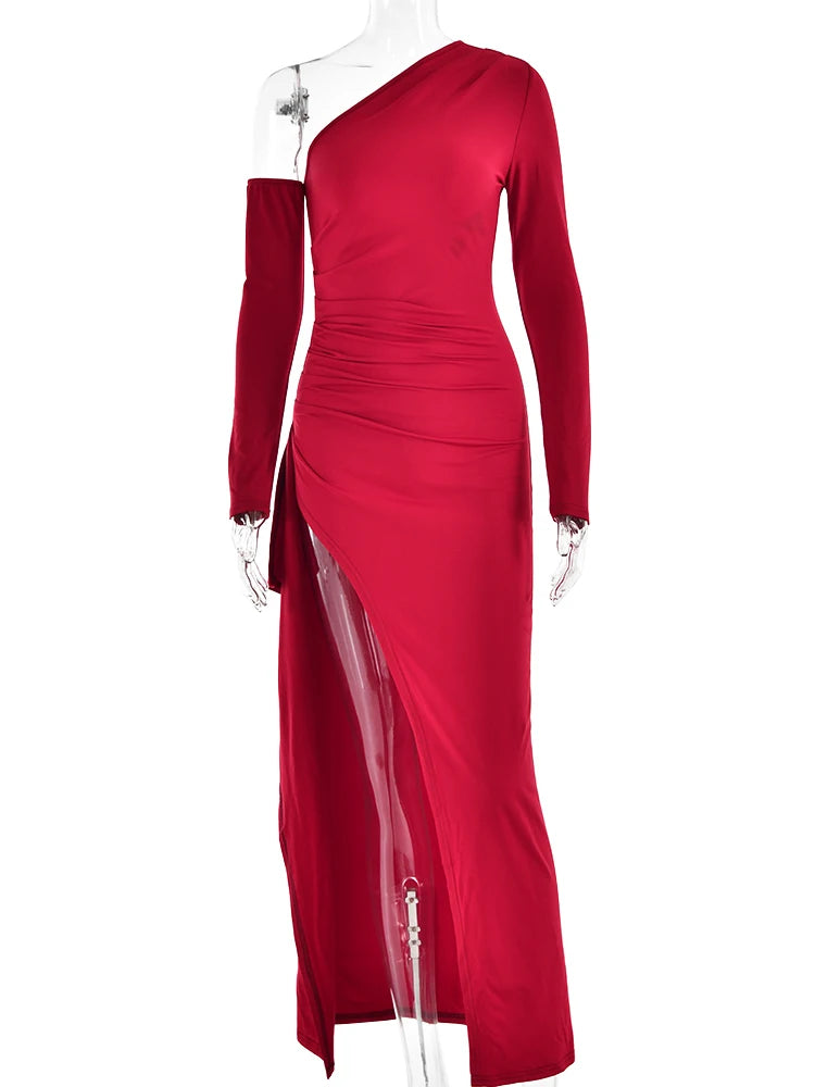 High Split Elegant Long Sleeve Evening Dress