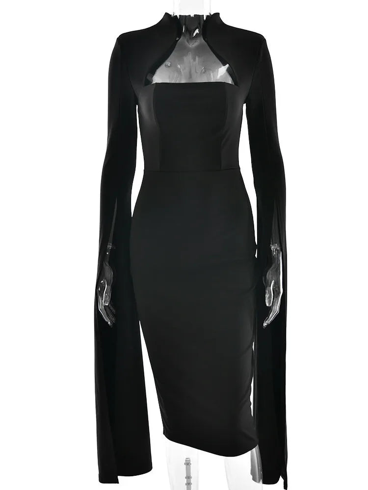 Turtleneck Slit Dress VestiVogue