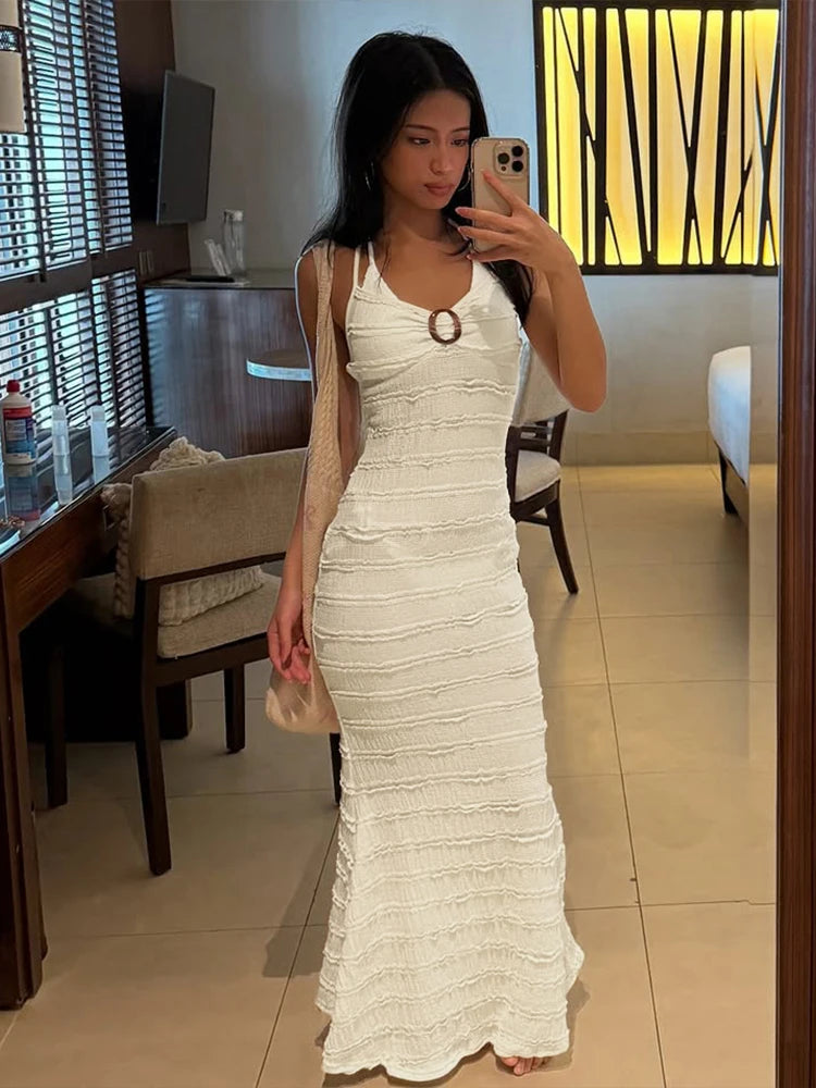 Elegant Bohemian Sleeveless Ankle-Length Dress VestiVogue