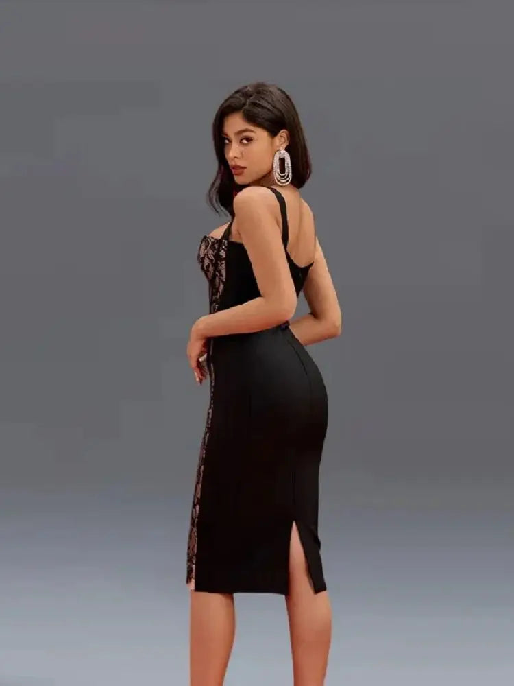 Lace Bandage Split Evening Dress VestiVogue