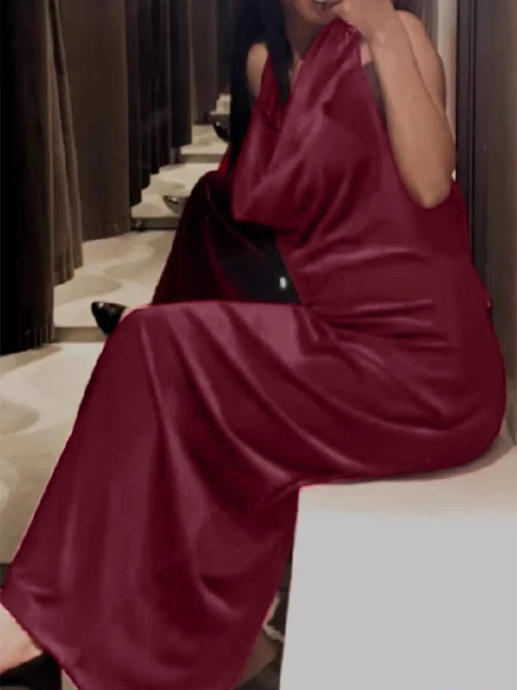 Velvet Halter Backless Maxi Dress VestiVogue