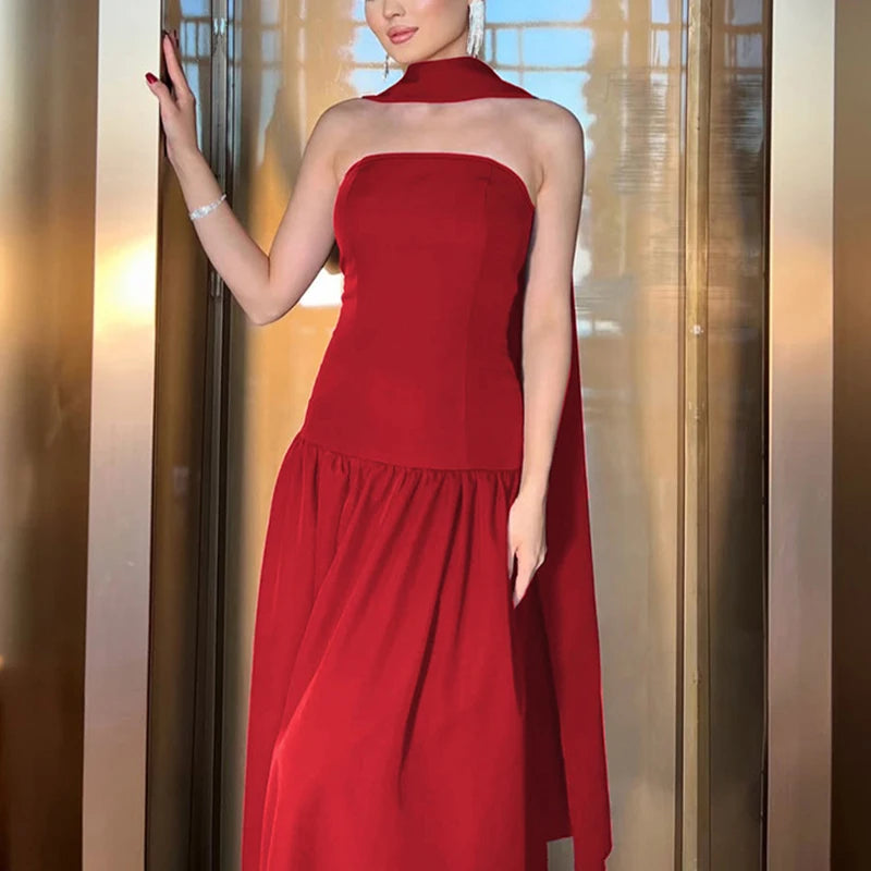 Strapless Back Lace Up Long Evening Dress VestiVogue