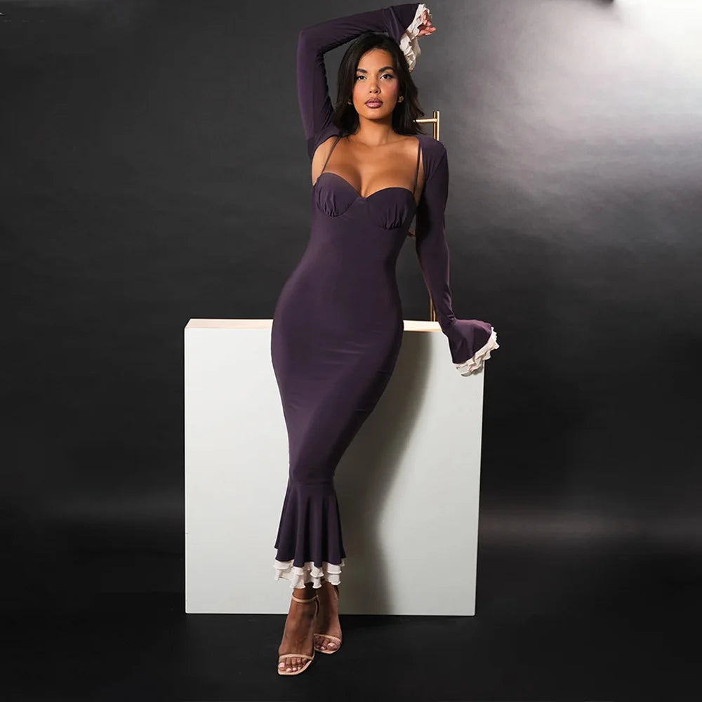 Flare Sleeve Bodycon Party Dress VestiVogue