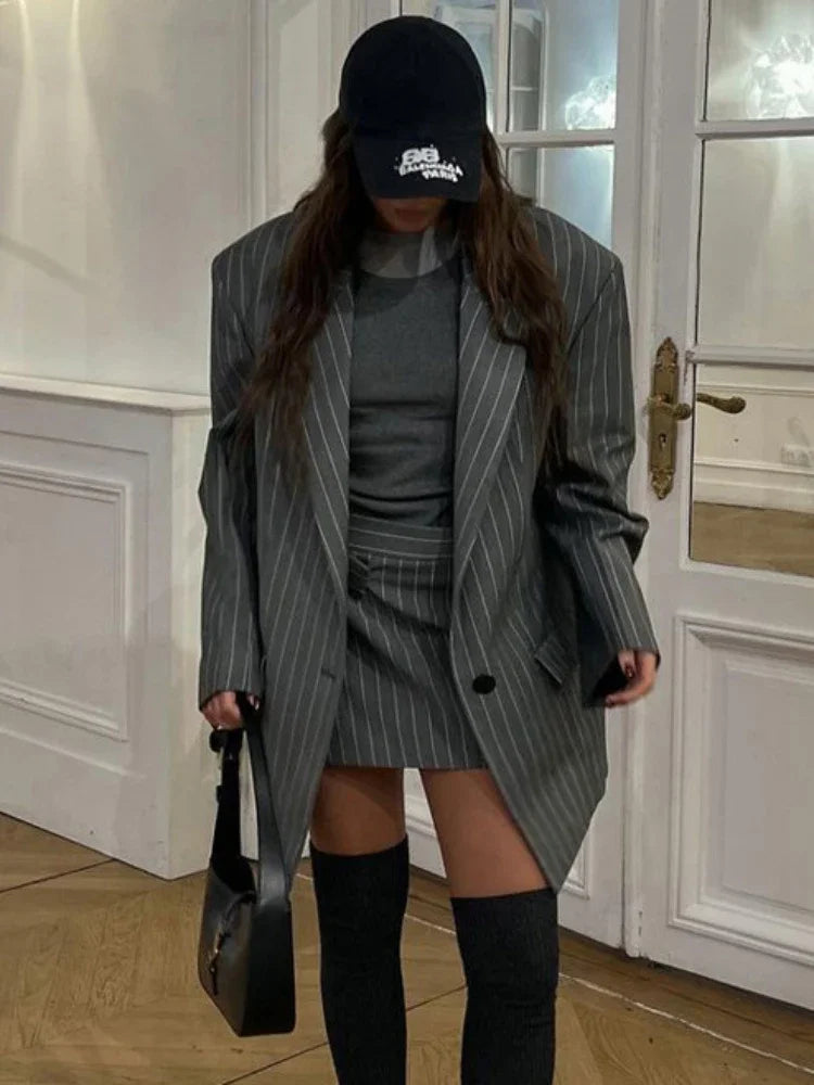 High Waist Slim Skirt and Blazer Set VestiVogue