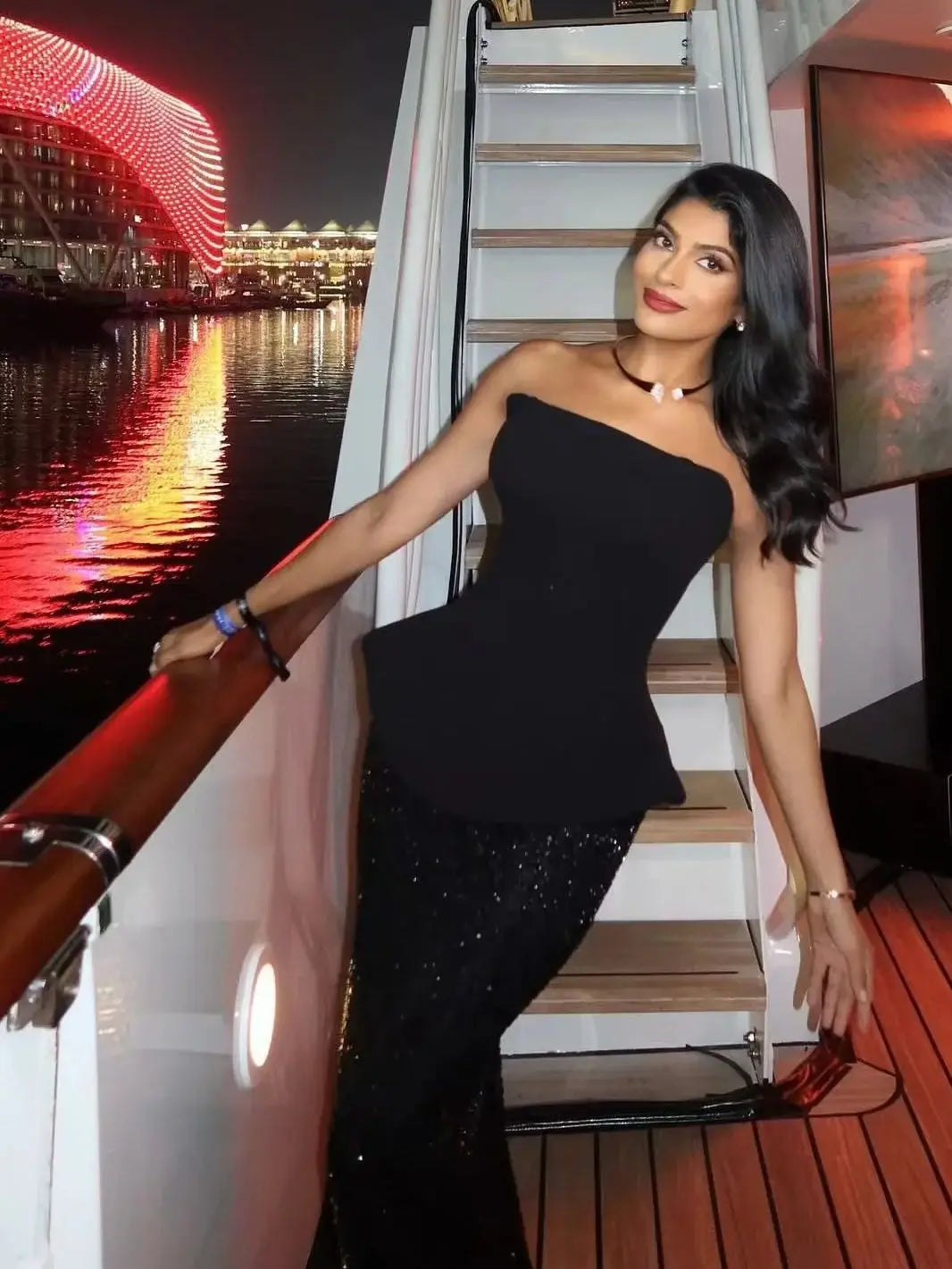 Strapless Black Mesh prom Maxi Dress VestiVogue