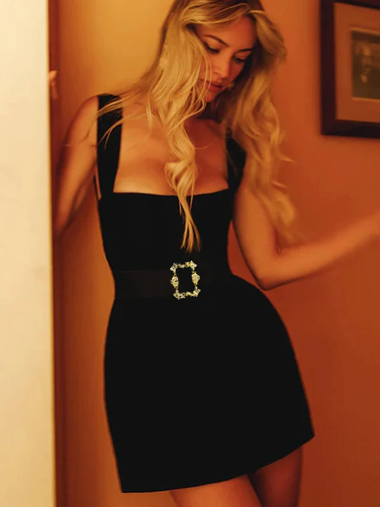 Classic Backless Bodycon Mini Dress with Intricate Sashes VestiVogue