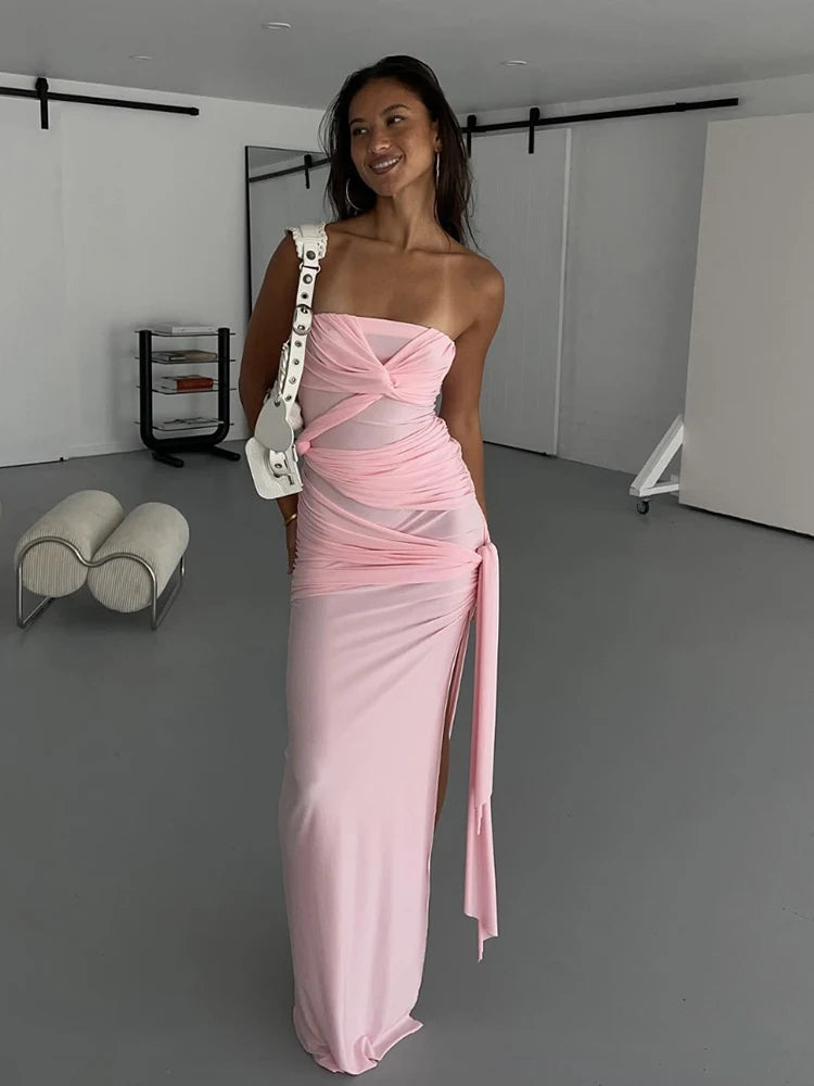 Cross Bandage Ruched Backless Bodycon Dress VestiVogue