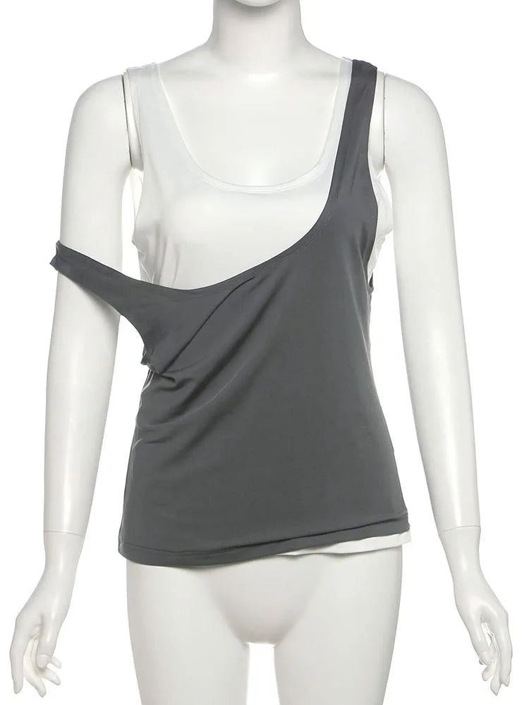 Solid Square Collar High Stretch Tank Top VestiVogue