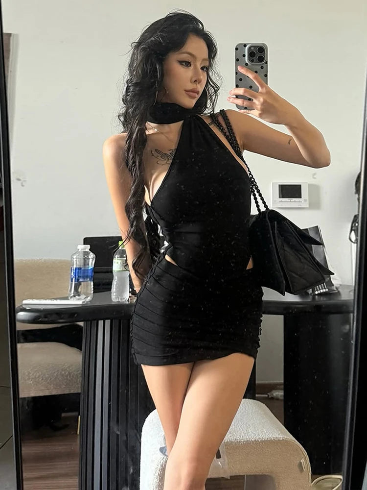 Irregular Halter Backless Bodycon Dress VestiVogue