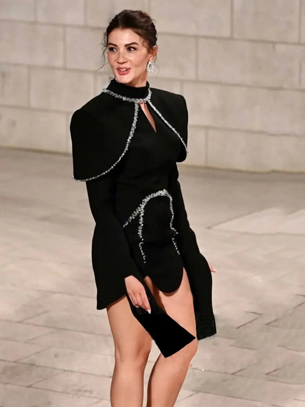 Crystal Black Mini Bodycon Dress VestiVogue