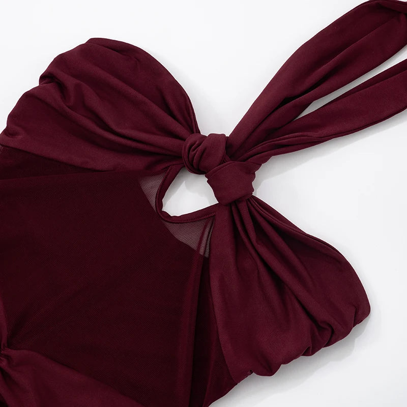 Strapless Hollow-Out Mesh Sheath Dress VestiVogue