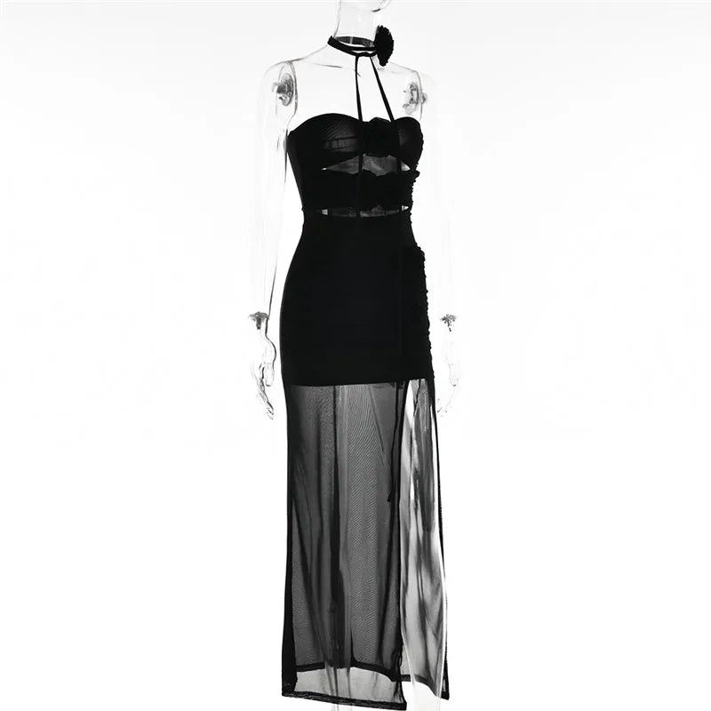 Hollow Out Flower Maxi Dress VestiVogue