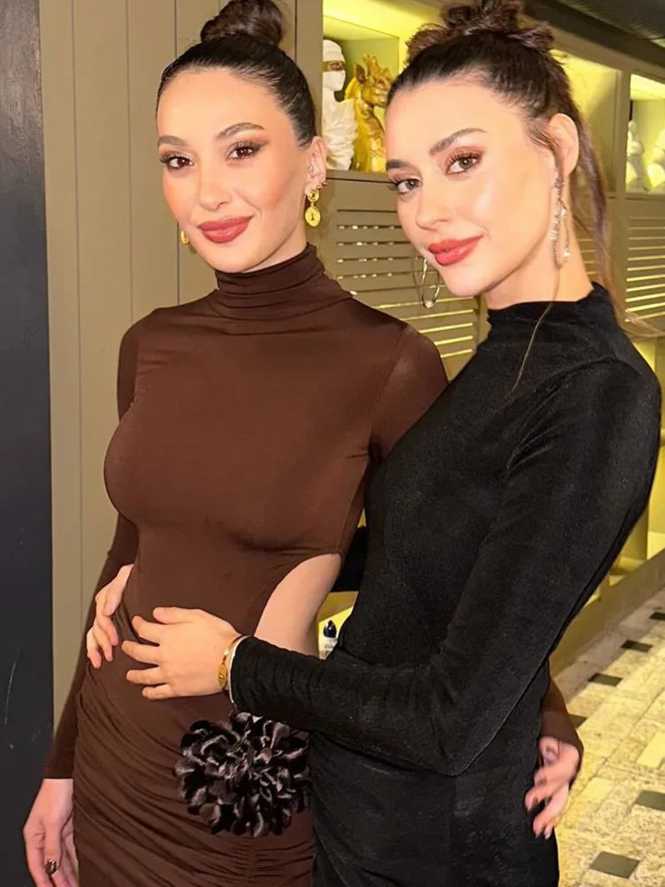 Elegant 3D Floral Bodycon Evening Dress VestiVogue