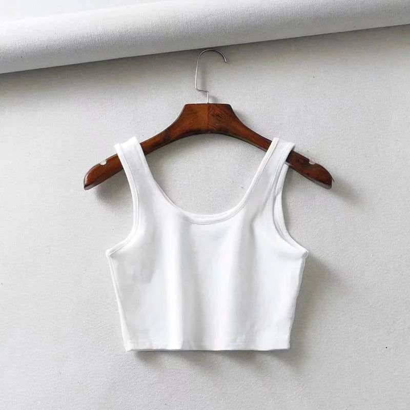 Sleeveless Cotton Summer Crop Top VestiVogue WHITE S