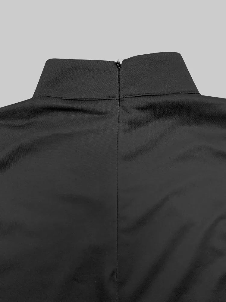 Striped High Neck Loose Fit Pullover T-shirt VestiVogue