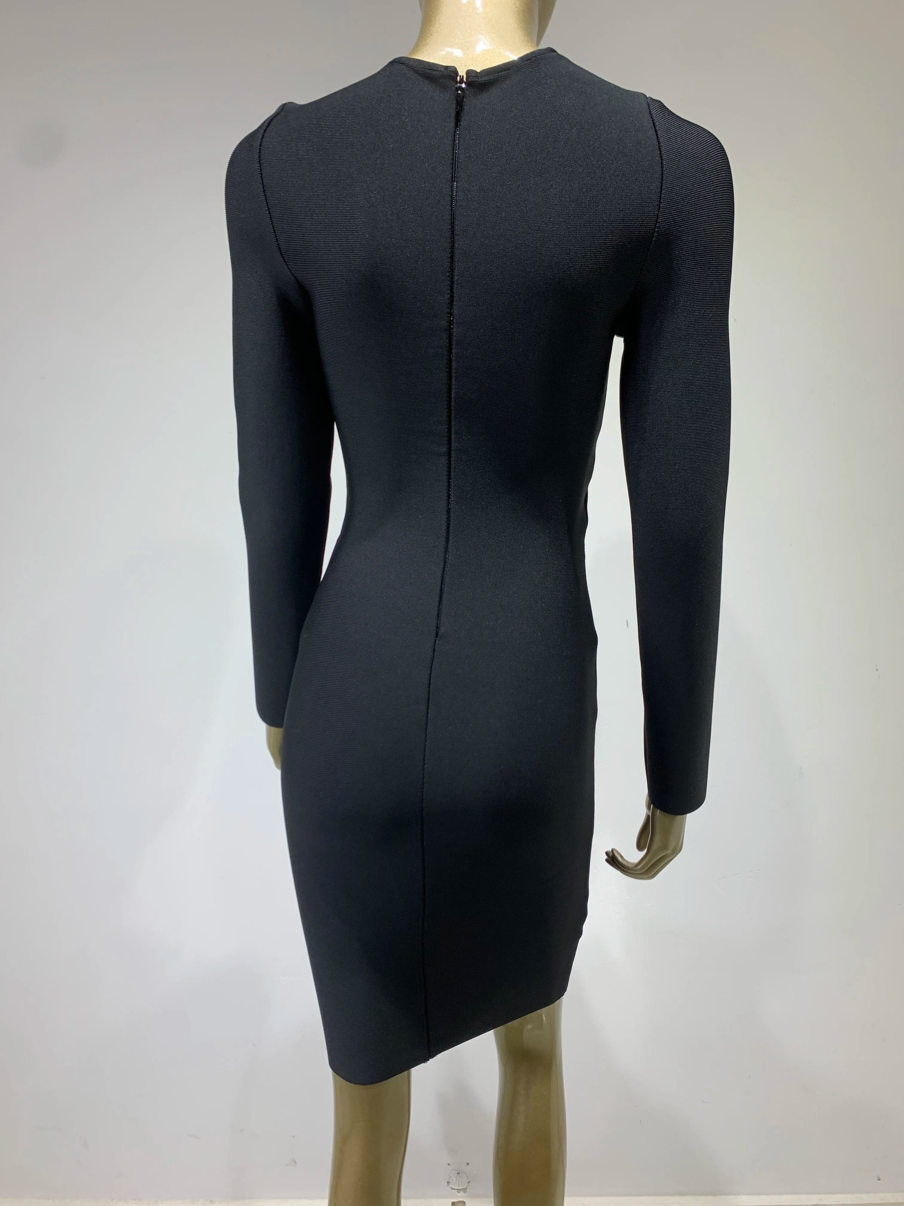 Elegant Black Sequined Bodycon Mini Dress with Hollow-Out Design VestiVogue