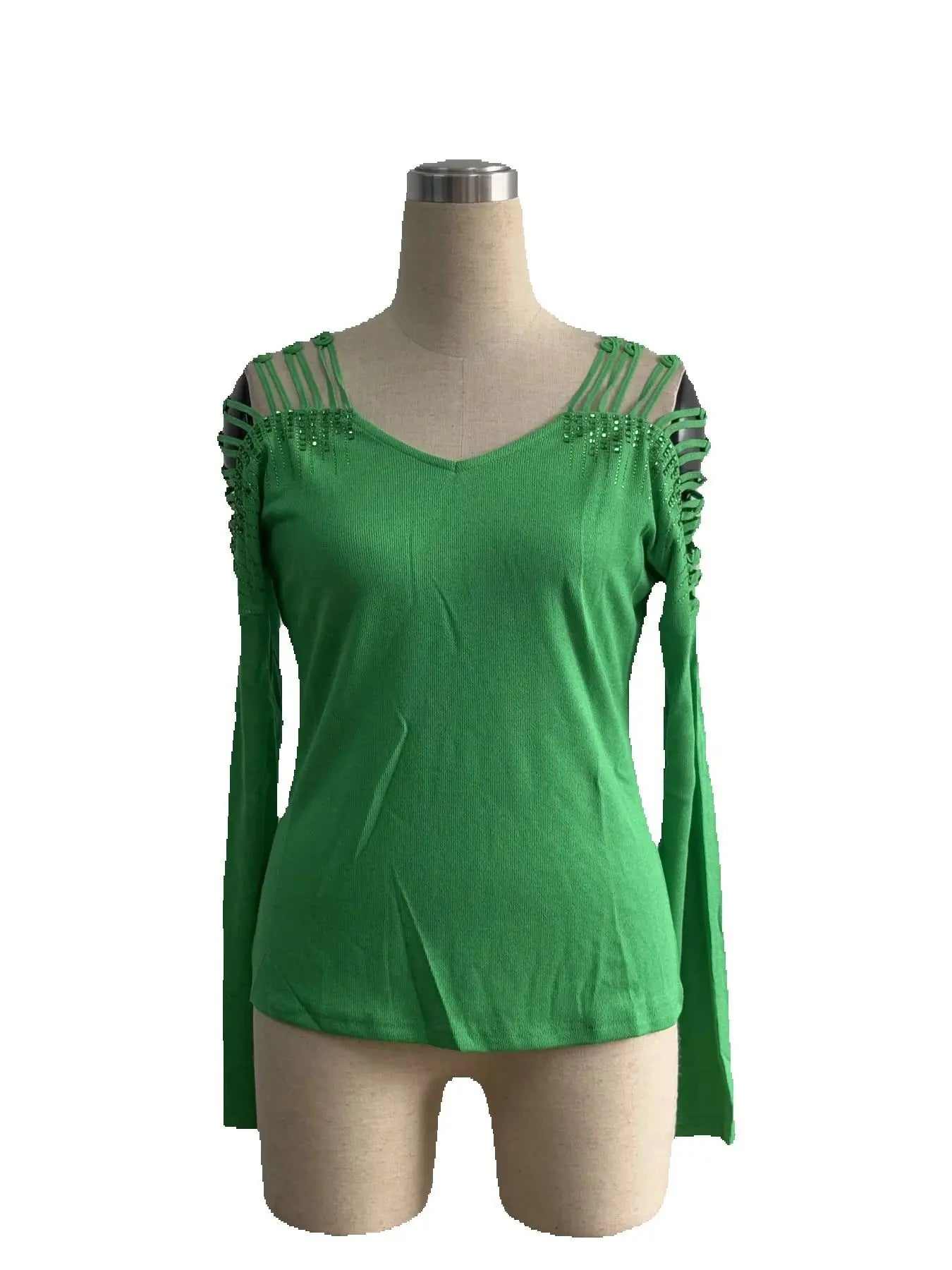 Autumn Patchwork V-Neck Long Sleeve T-Shirt VestiVogue