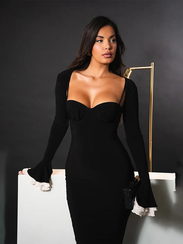 Flare Sleeve Bodycon Party Dress