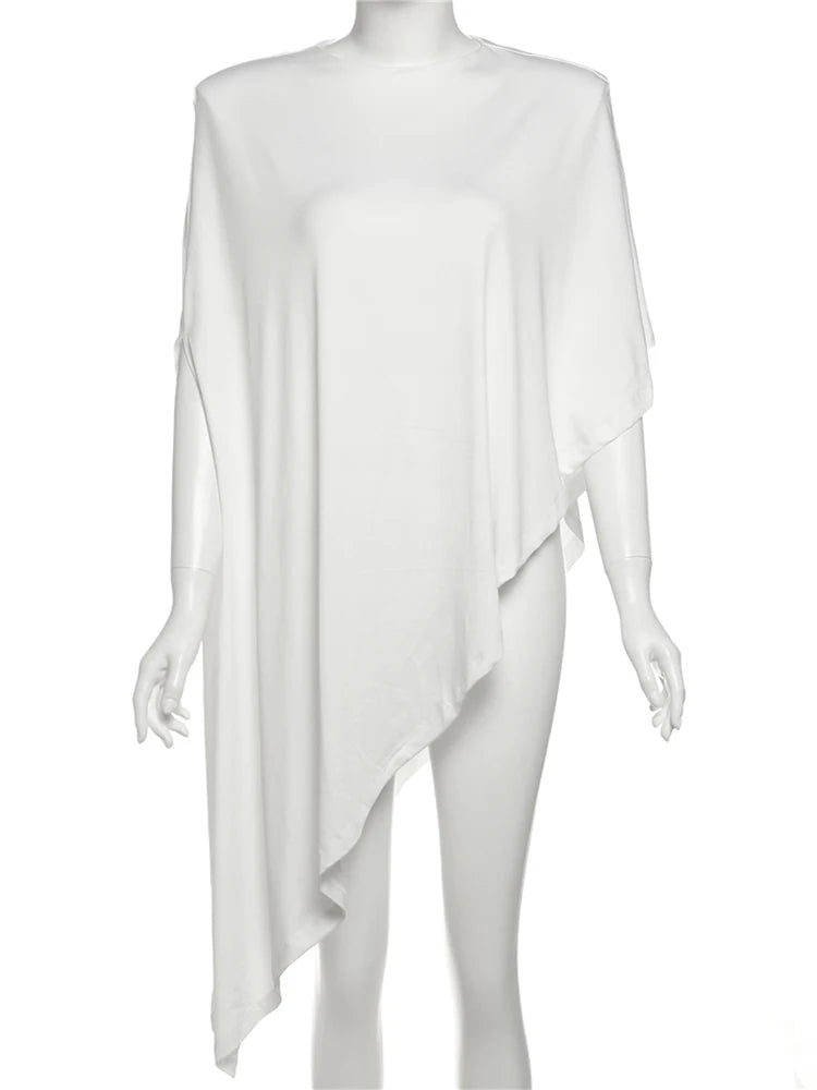 Oversize Ruched Hem Casual T-Shirt VestiVogue