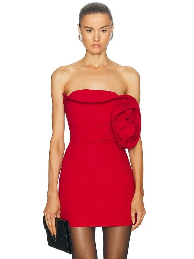 Floral Temptation Strapless Mini Dress VestiVogue