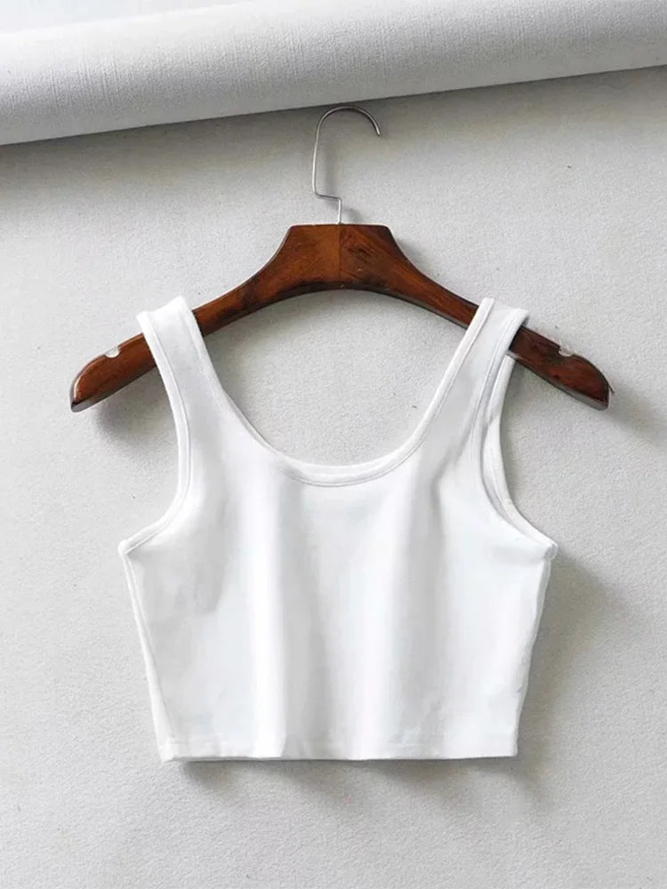 Sleeveless Cotton Summer Crop Top VestiVogue