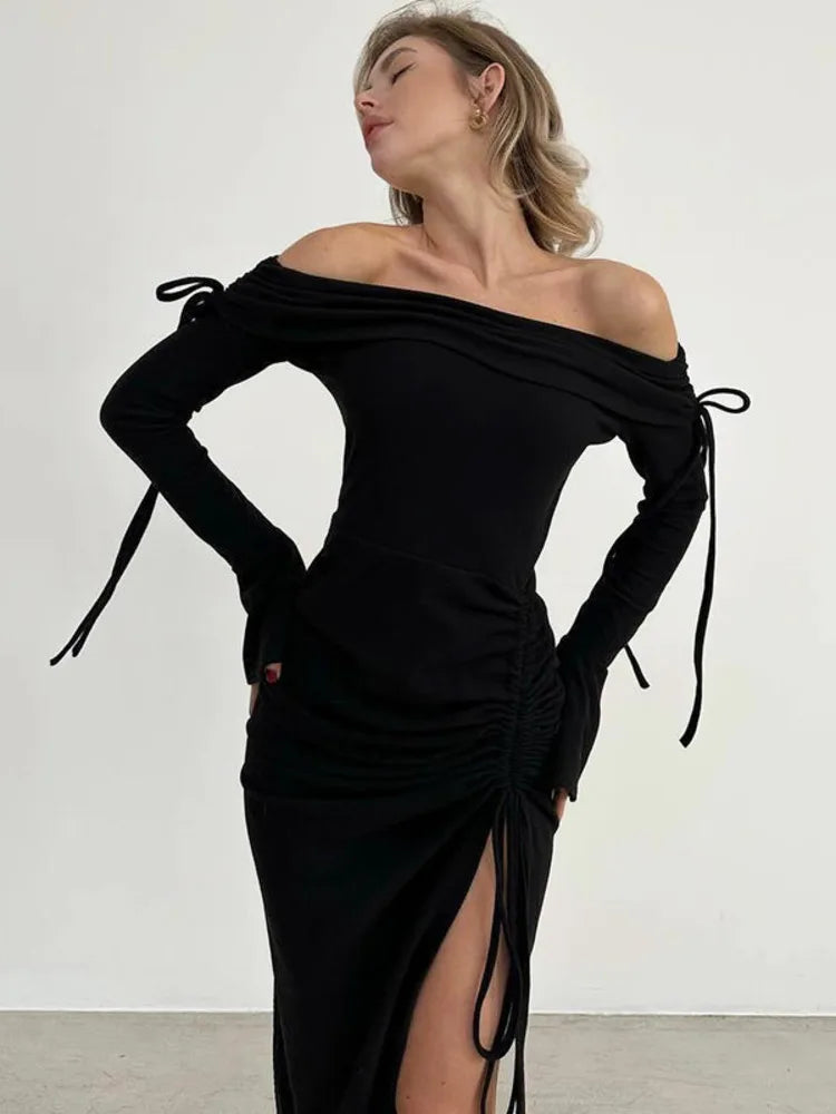 Elegant Lace-Up Sheath Dress VestiVogue