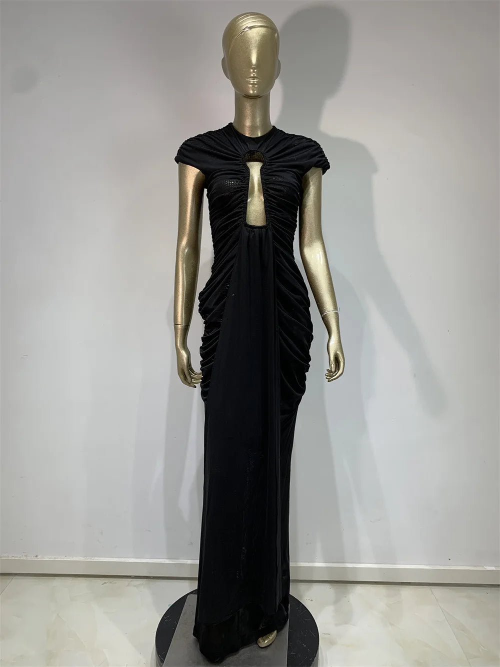 Black Lace Mesh Bodycon Dress VestiVogue