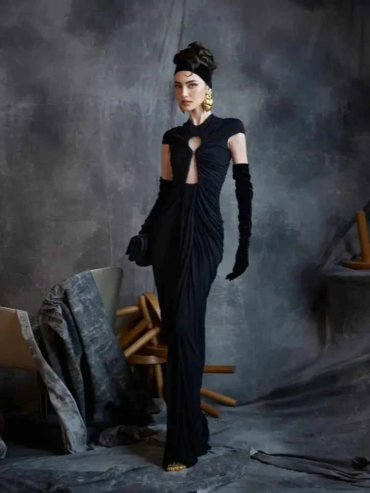 Black Lace Mesh Bodycon Dress VestiVogue