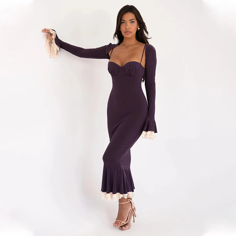 Flare Sleeve Bodycon Party Dress VestiVogue
