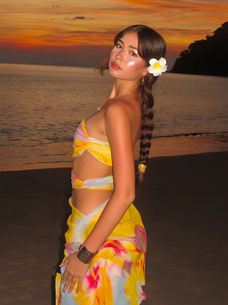 Strapless Multilayer Beach Mini Dress VestiVogue