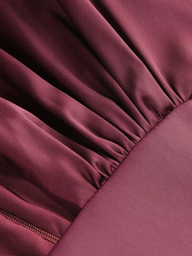 Vibrant V-Neck Folds Dress VestiVogue