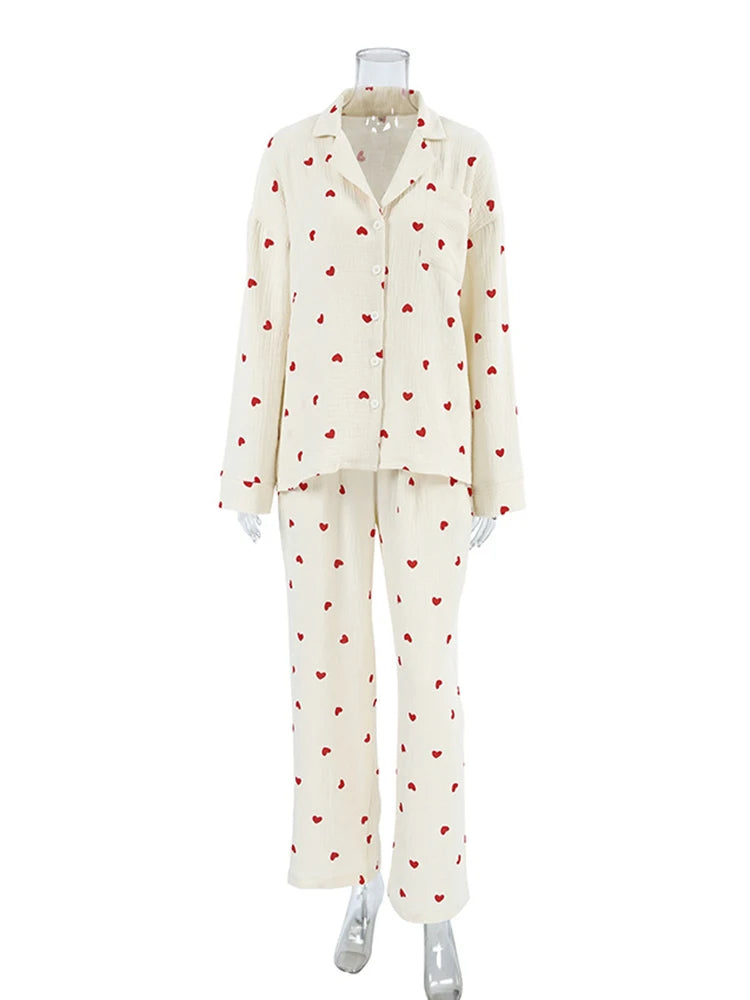 Love Print Loose Pajama Set VestiVogue