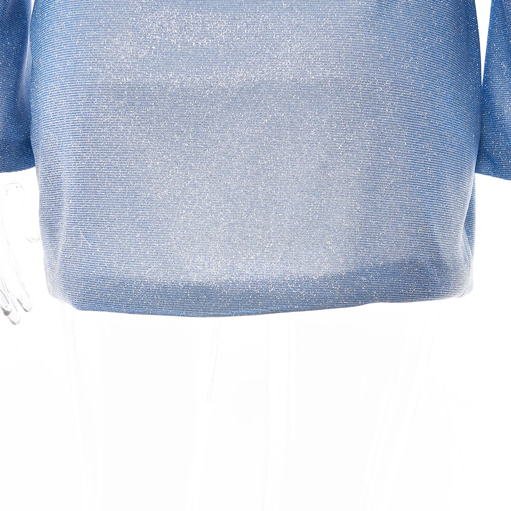 Shiny Blue Hollow Out Blazer Dress VestiVogue