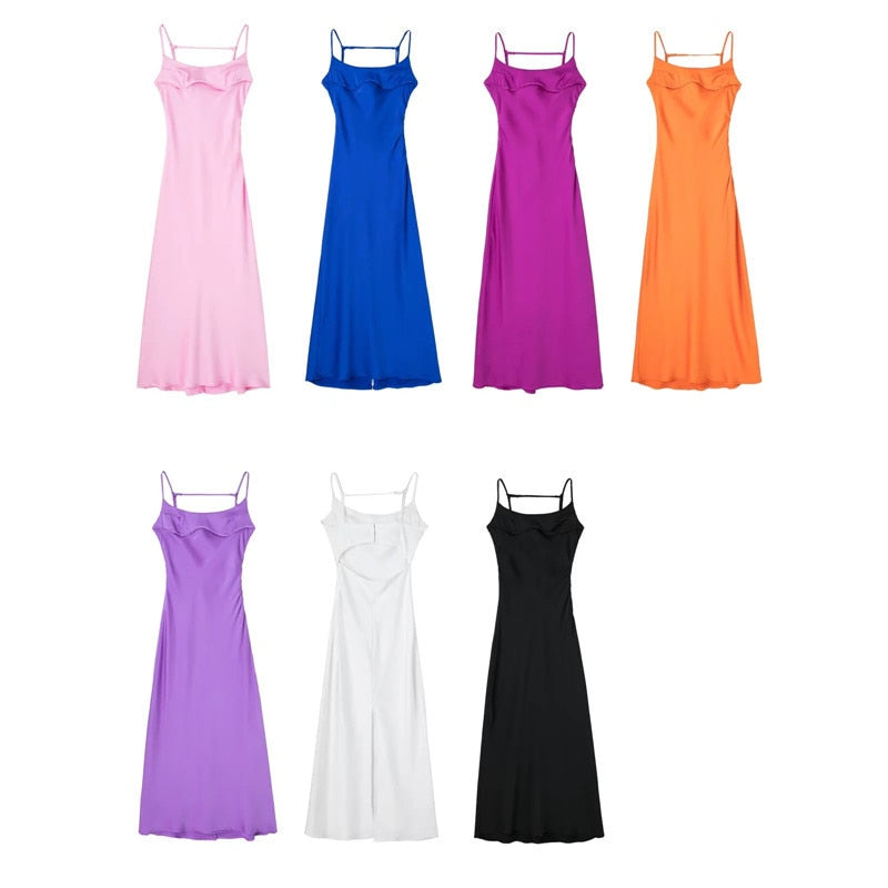 VestiVogue Camis Satin Long Dress VestiVogue