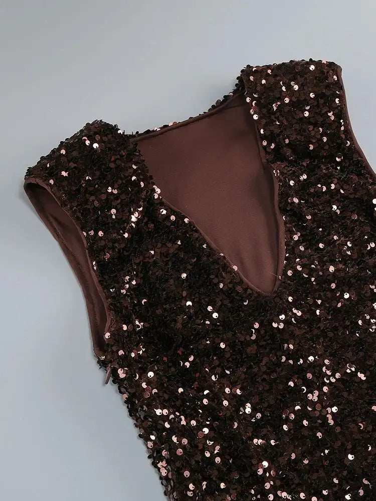 Off Shoulder Brown Bodycon Midi Dress VestiVogue