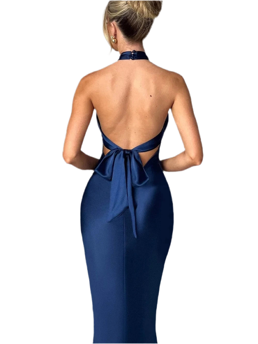 Elegant Backless Satin Maxi Dress for Women VestiVogue  